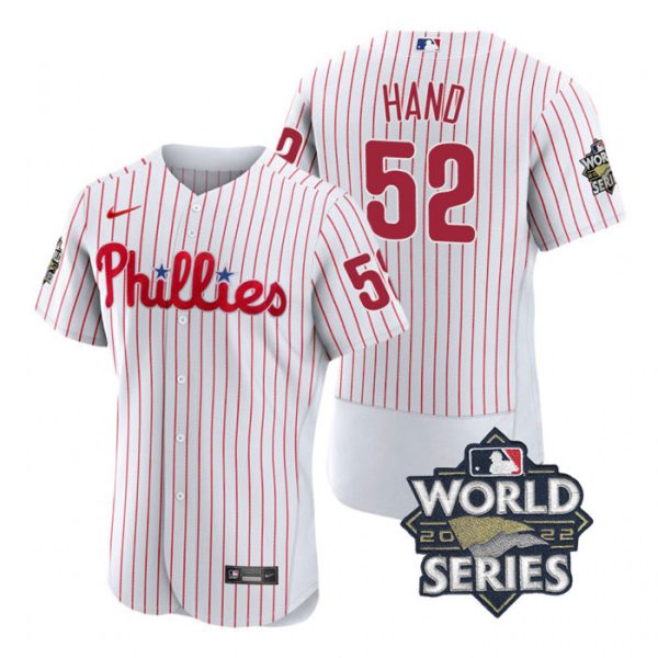 Phillies 52 Brad Hand White Nike 2022 World Series Flexbase Jersey->philadelphia phillies->MLB Jersey